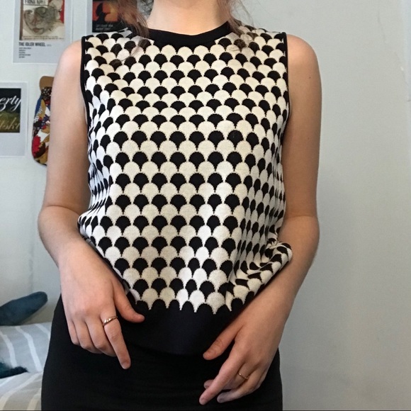 SOLD / navy & white sweater vest - Picture 1 of 2